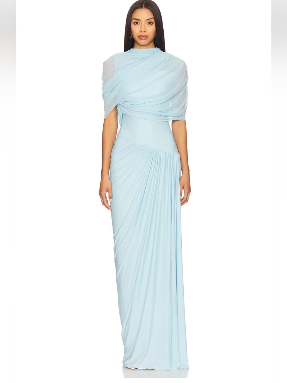 Deme by Gabriella Jasmine Elegant Light Blue Draped Evening Gown